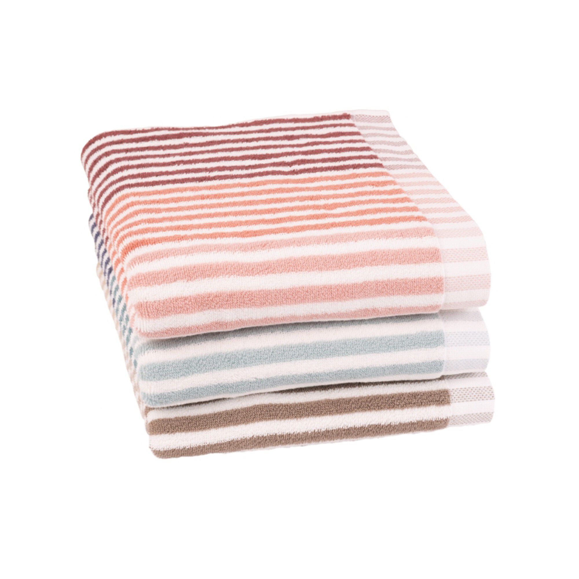 Serviette éponge coton rayure camaïeu