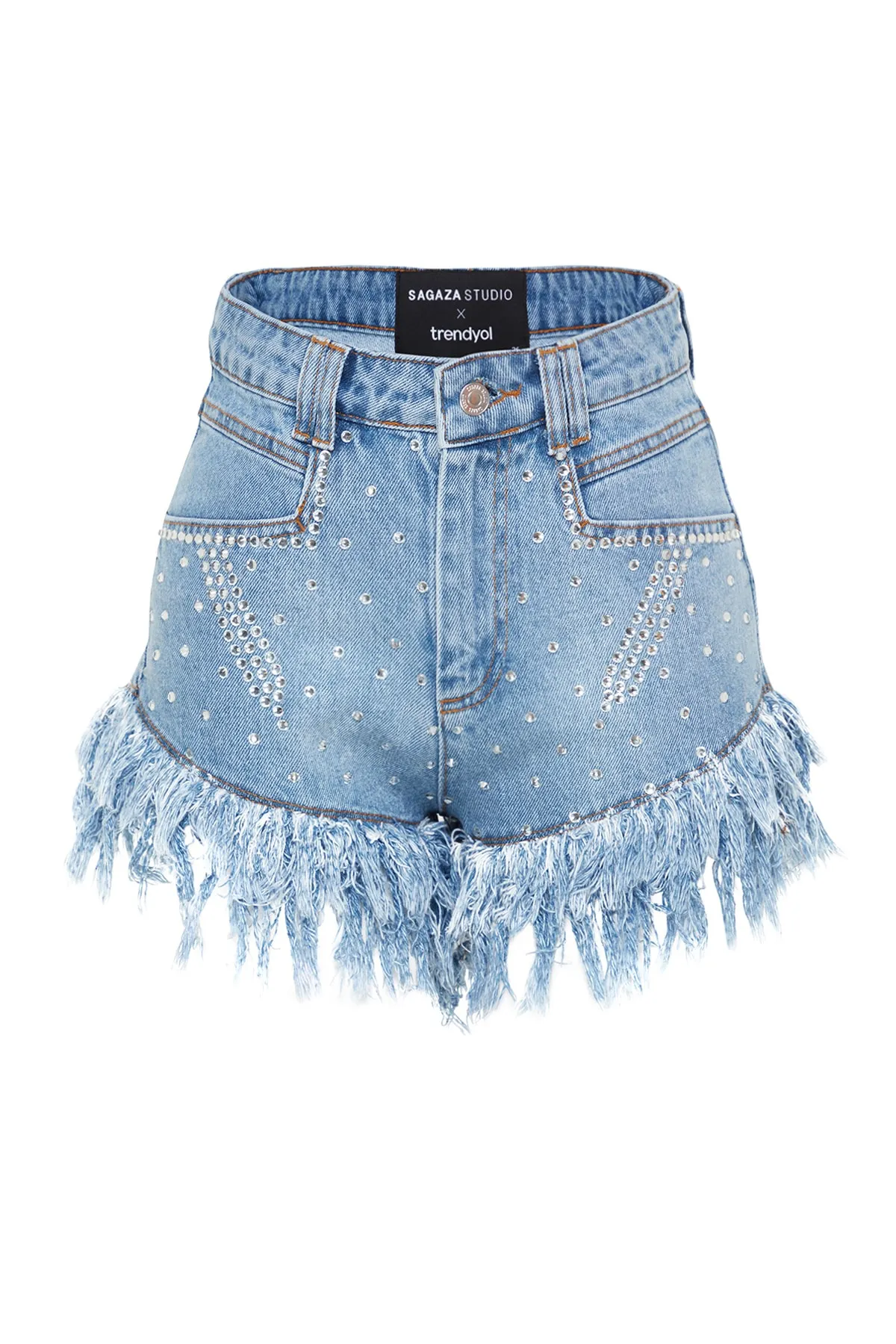 Trendyol Collection  Shorts - Blau - Hoher Bund