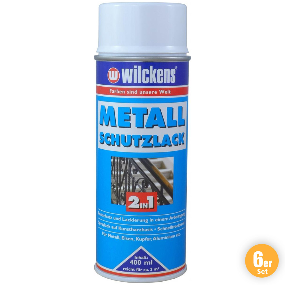 Wilckens Farben Wilckens Metall-Schutzlack Spray 2in1 Weiß 6er Set