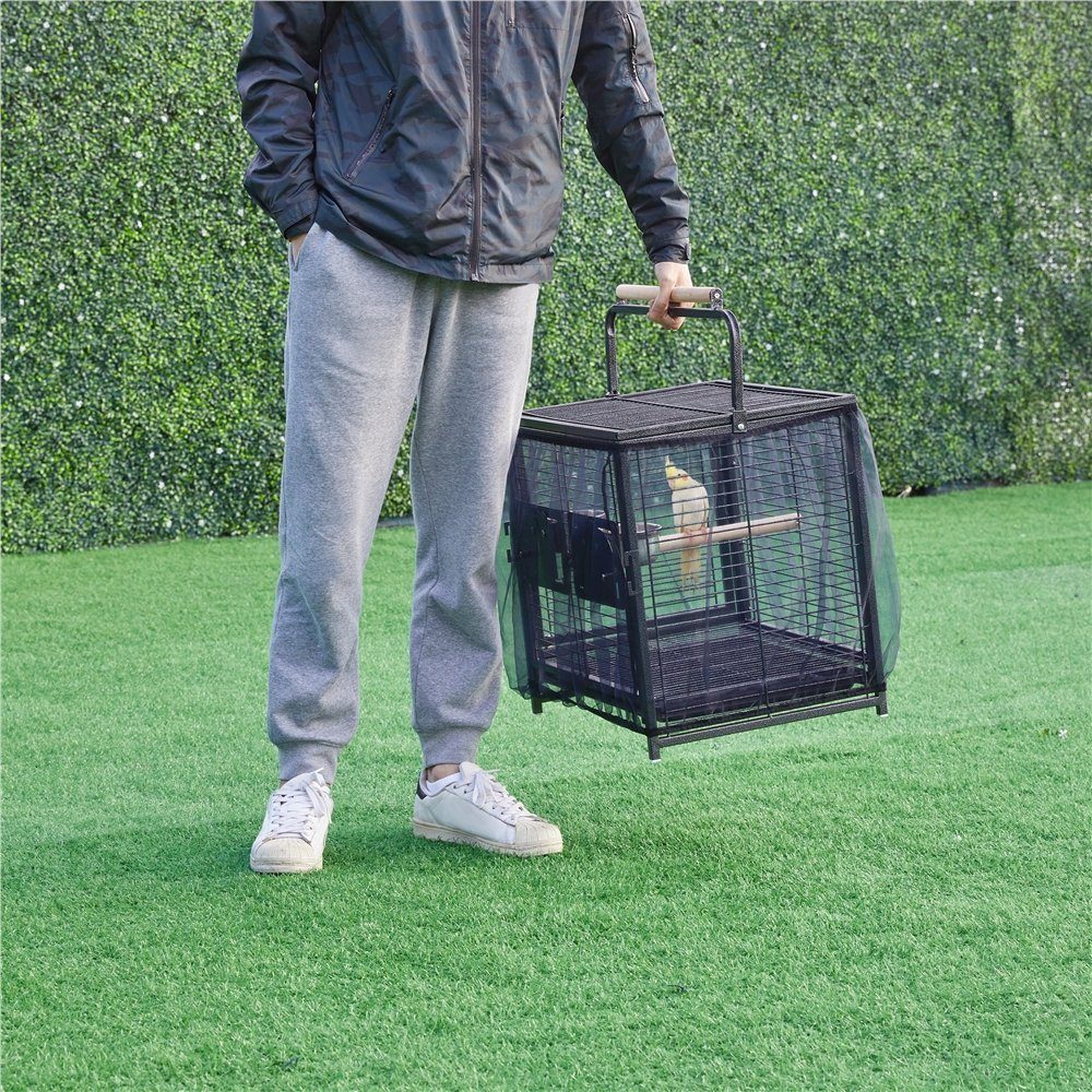 Yaheetech Vogelkäfig, Vogelvoliere Kleintierkäfig Vogelhaus mit 2 Sitzstangen