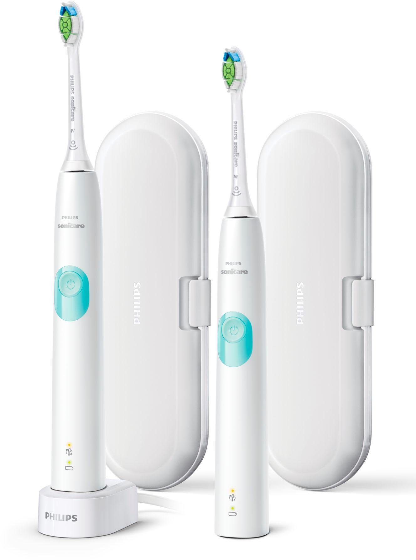 Philips Sonicare Elektrische Zahnbürste HX6807/35, Aufsteckbürsten: 2 St., 2er-Set, ProtectiveClean 4300, Doppelpack, 1 Putzprogramm