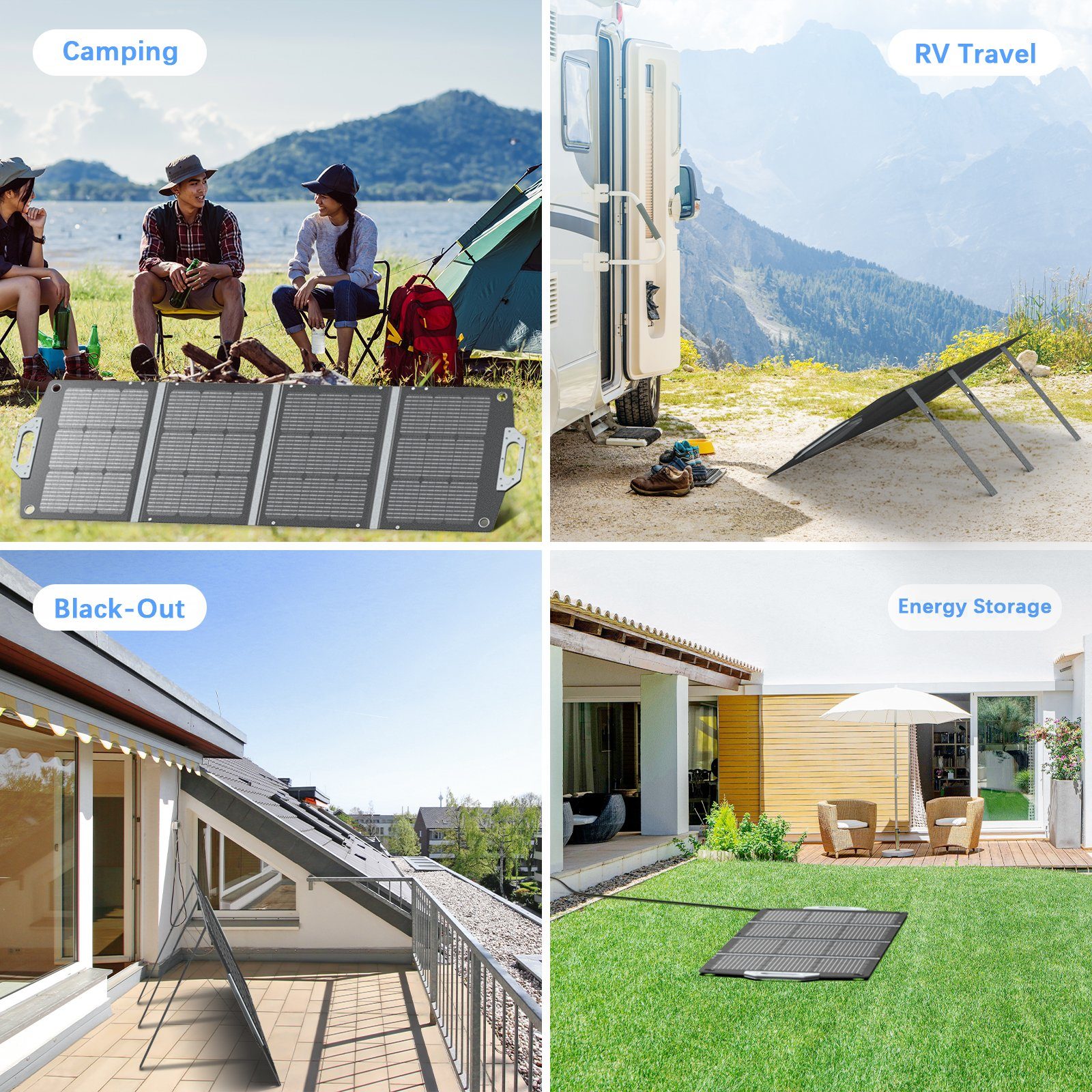 Daskoo Solaranlage Tragbar Solarpanels Faltbar Solarmodul Monokristallin, 240,00 W, mit Laderegler PV Modul Solaranlage für Gärten, Balkone, Dächer