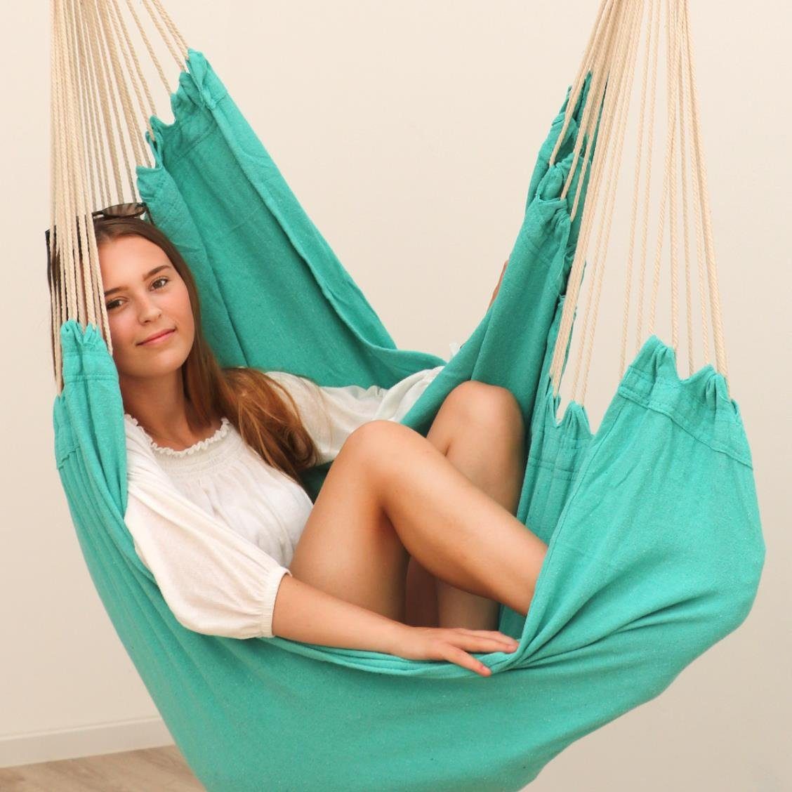 AMANKA Hängematte XXL Hängesessel 185x130cm - 2 Personen Hängestuhl, 185x130 cm Sessel mint