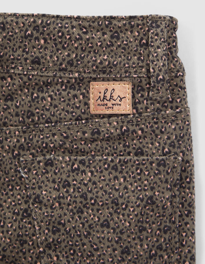 Jean SKINNY kaki imprimé léopard-coeurs fille