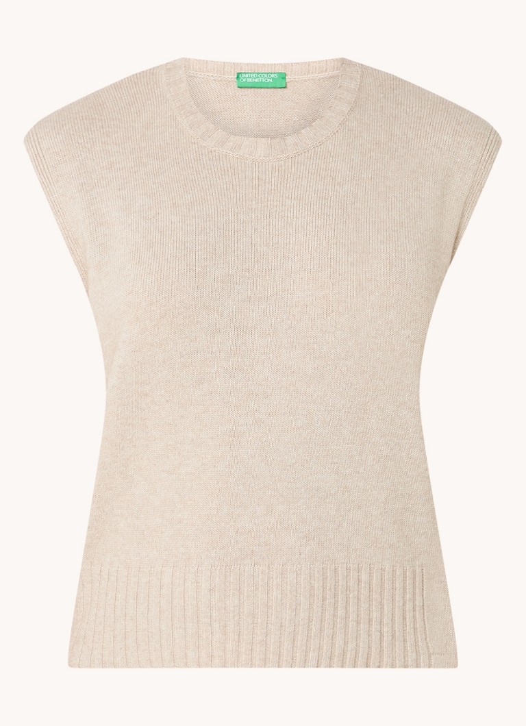 Vestă Benetton confecționată din material tricotat subțire cu un strat elastic de lână.