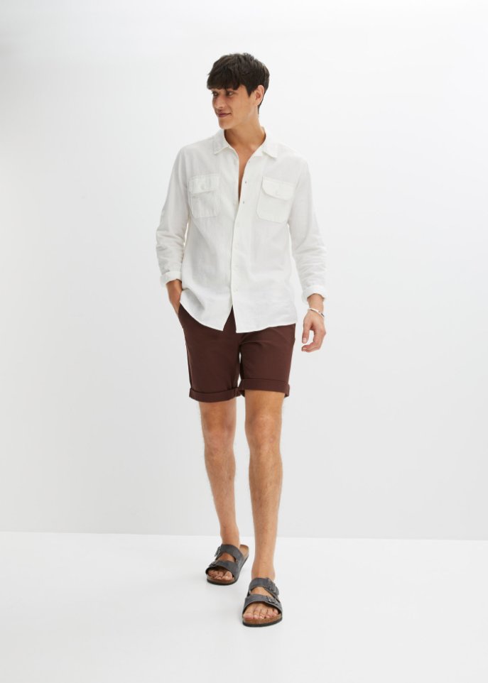 Stretch-Chino-Bermuda mit Gürtel, Regular Fit