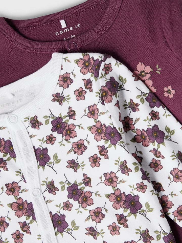 name it Mädchen Schlafstrampler 2er Pack Blumen Prune Purple-50 günstig kaufen