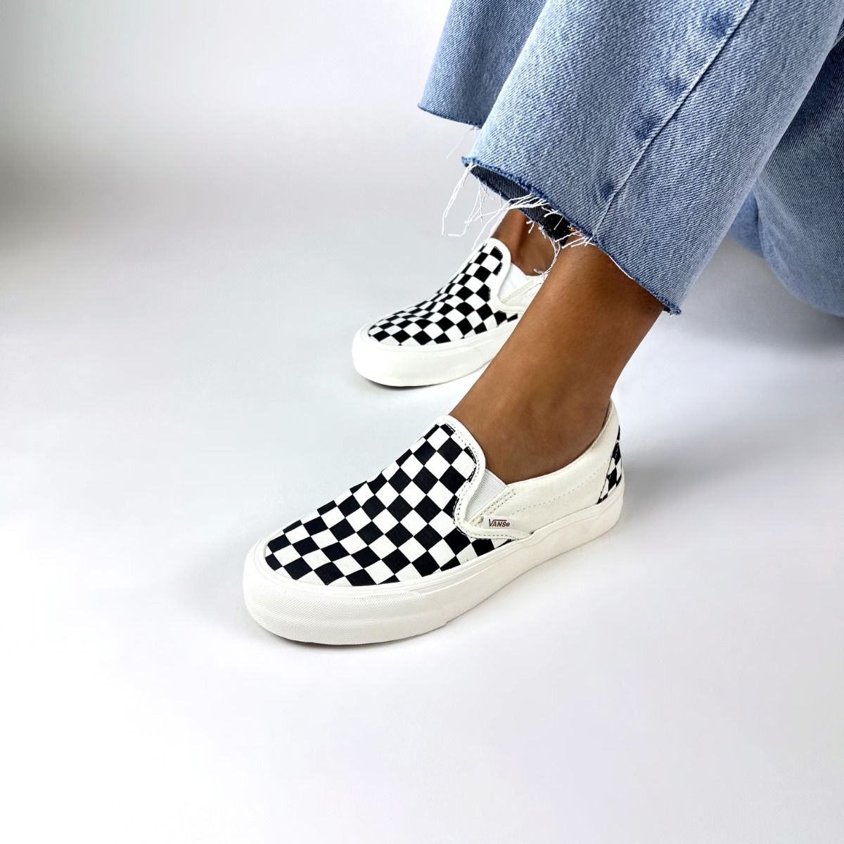 Vans  SLIP-ON VR3 CHECKERBOARD - Blanc Noir