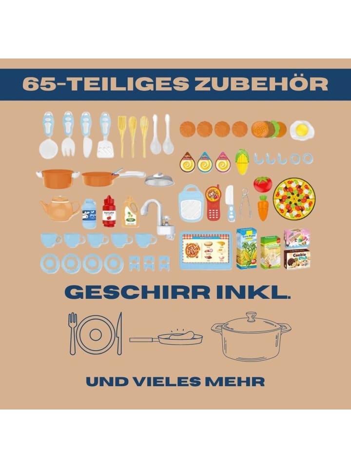 Coemo Kinderküche Susi Spielküche mit extra viel Zubehör - ab 3 Jahren in Blau günstig kaufen onesize