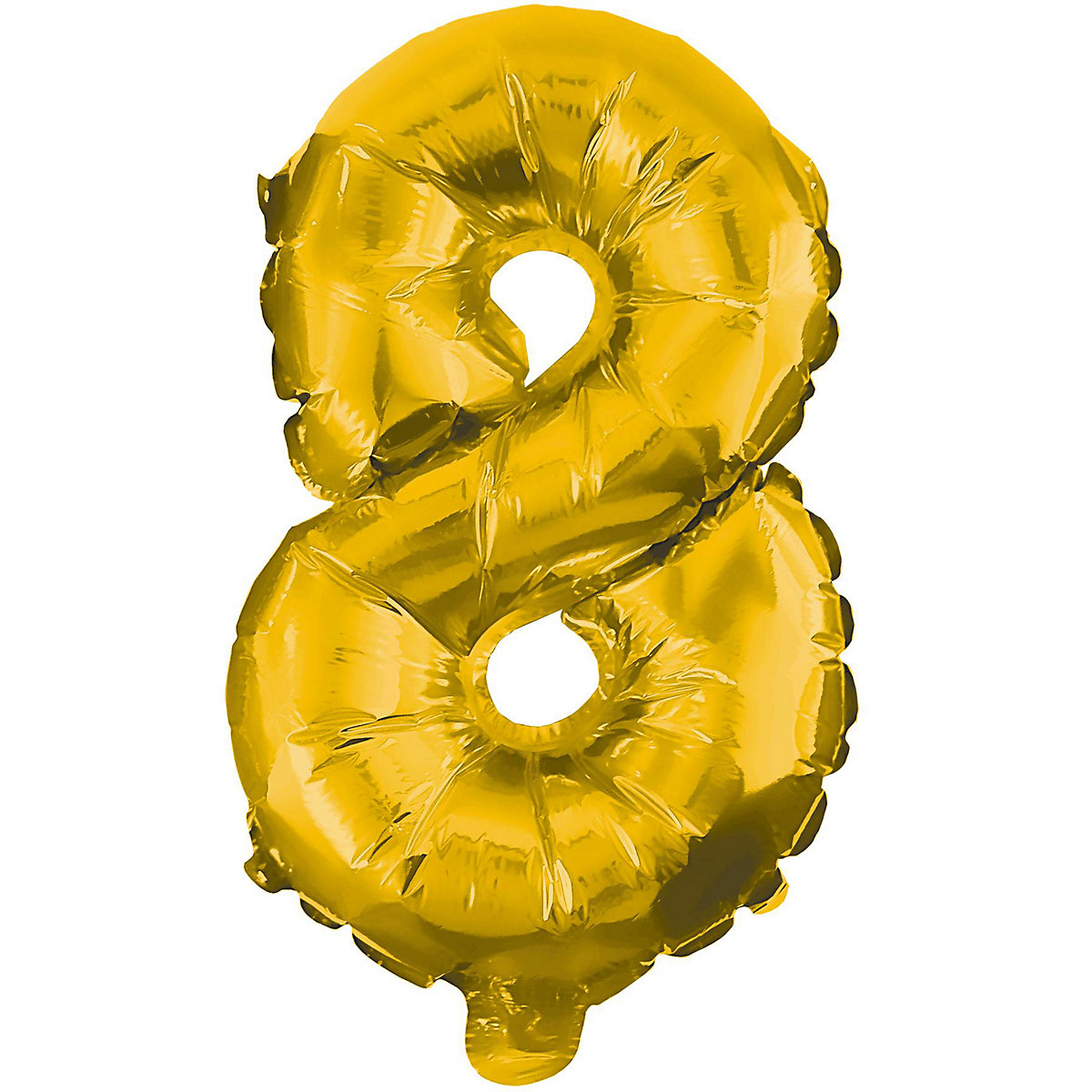 Folienballon Zahl 8 gold, 85 cm, inkl. Pustehalm