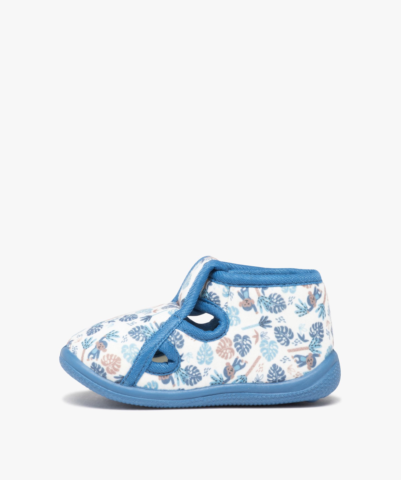 Chaussons bébé avec motifs exotiques et fermeture scratch bleu | GEMO