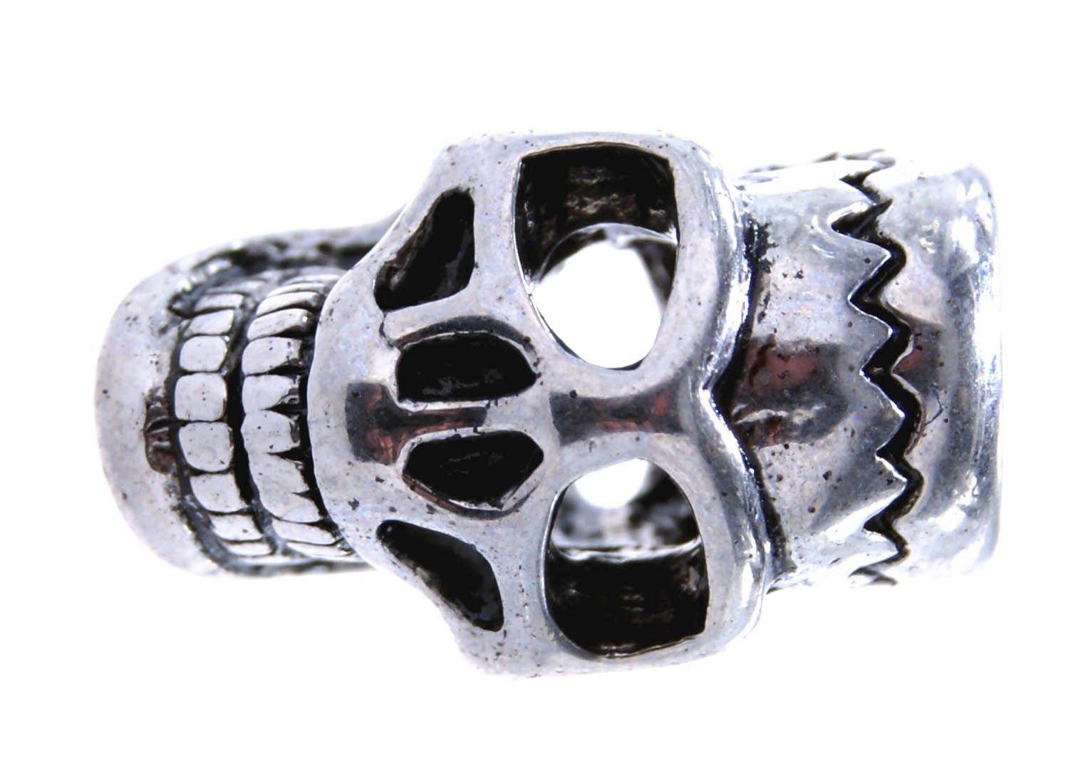 Kiss of Leather Bartbürste Bartperle Totenkopf Skull Haarperle Edelstahl Bartschmuck 6 mm