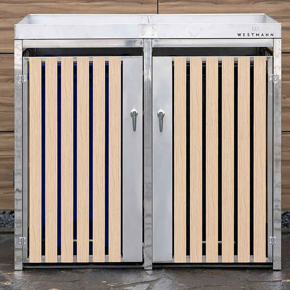 Bepflanzbare Mülltonnenbox Edelstahl, 2 x 240 l