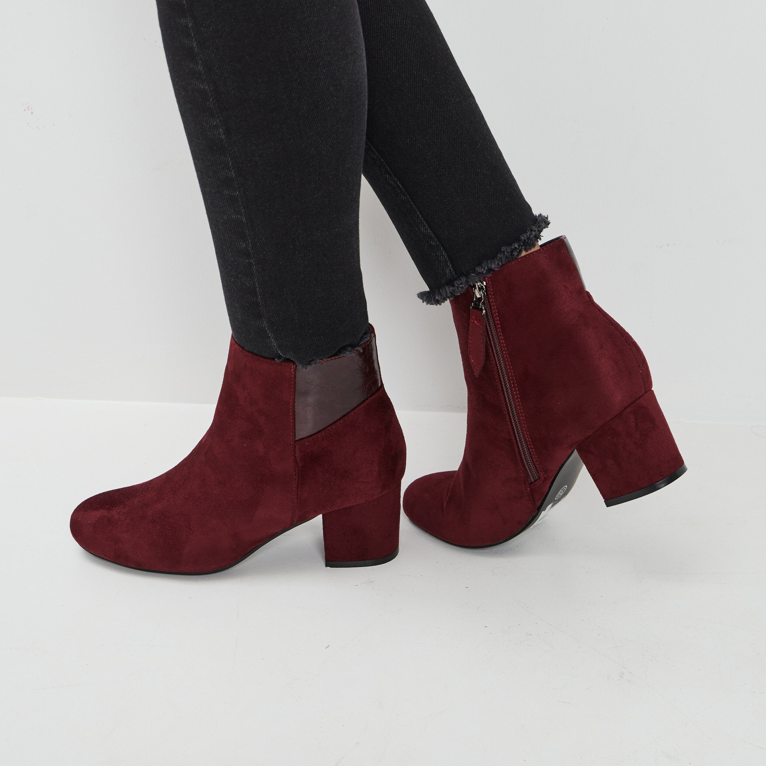 Bottines à talons bordeaux femme | La Halle