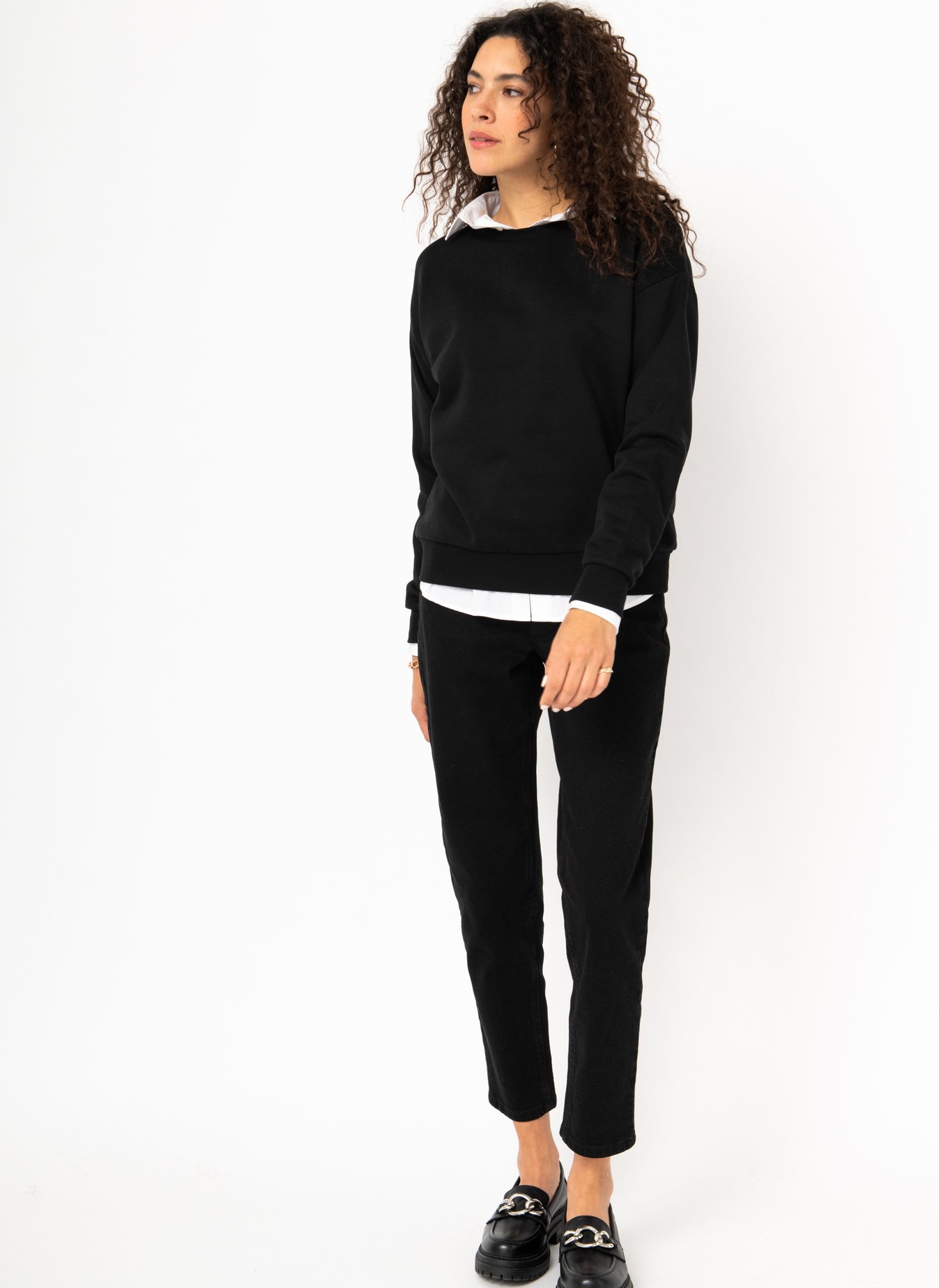 Sweat ample intérieur molletonné femme noir | GEMO