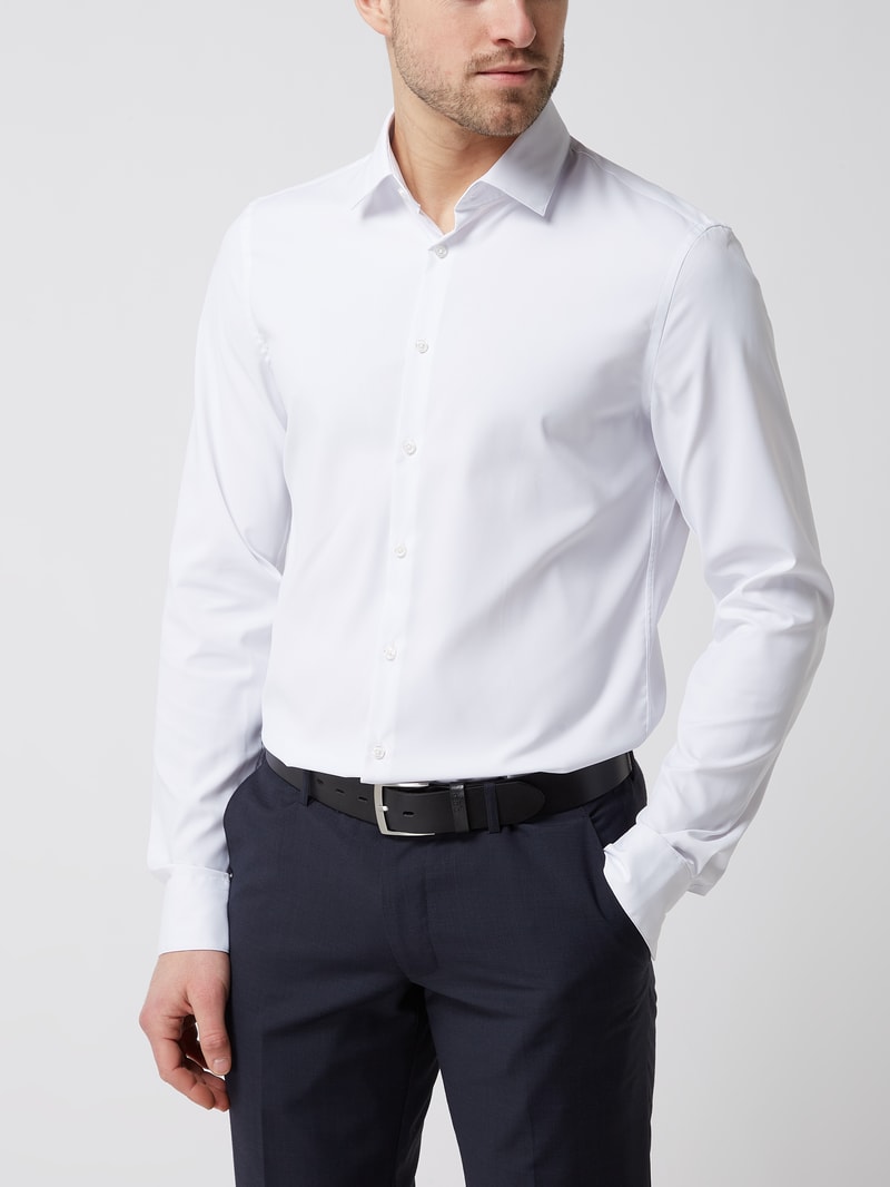 Slim Fit Business-Hemd mit Stretch-Anteil in weiß