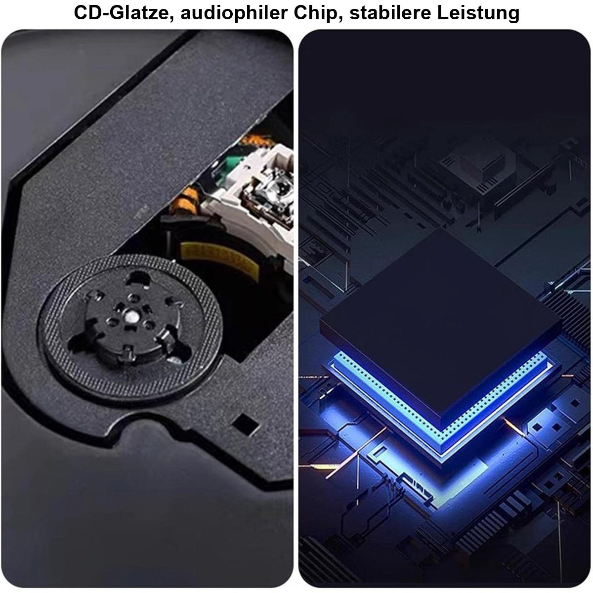 Yoyaxi Tragbarer CD-Player Bluetooth,Fernbedienung und Stereolautsprechern tragbarer CD-Player (Vielseitige Wiedergabemodi, praktisch und benutzerfreundlich)