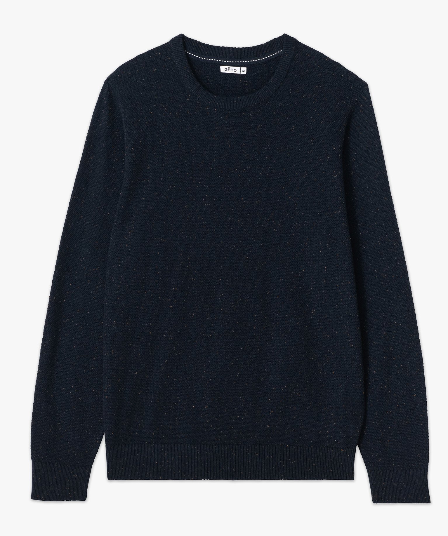 Pull en maille fine mouchetée homme bleu fonce | GEMO