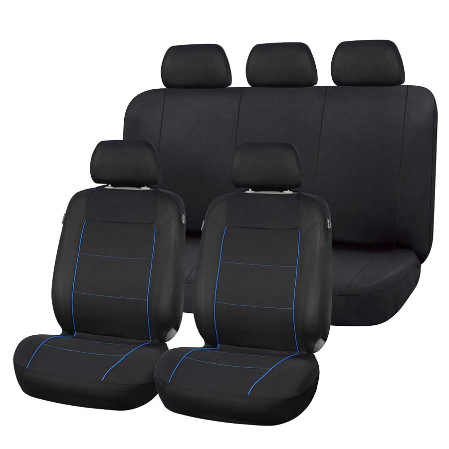 Sitzbezug Universal Budget schwarz-blau, 9-teiliges Komplettset - ATU