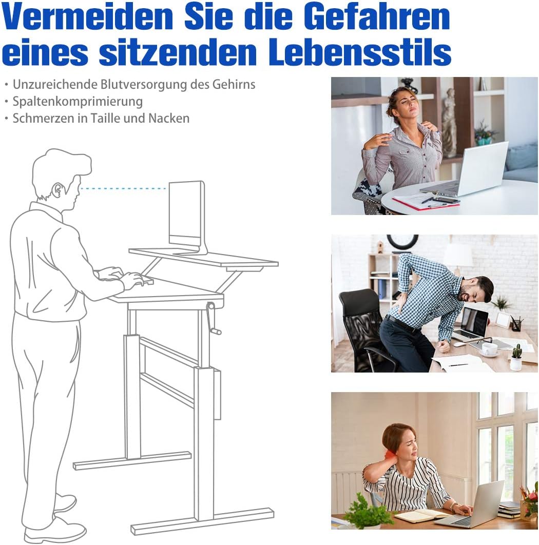 Costway COSTWAY Schreibtisch höhenverstellbar, Stehtisch mit Monitor Regal