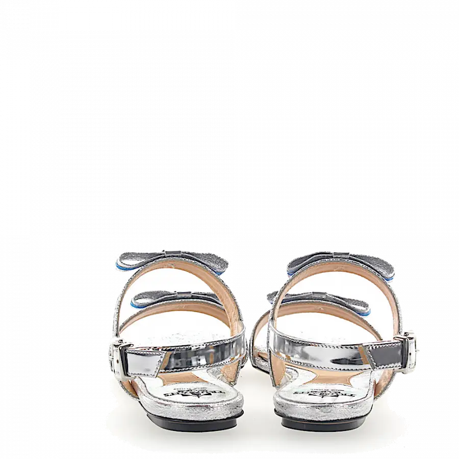 Truman's - Sandalen 8742 Kalbsleder Metallisch Schleife blau silber - blau