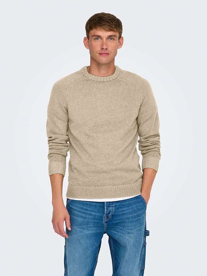 ONLY & SONS Pullover in Beige günstig kaufen
