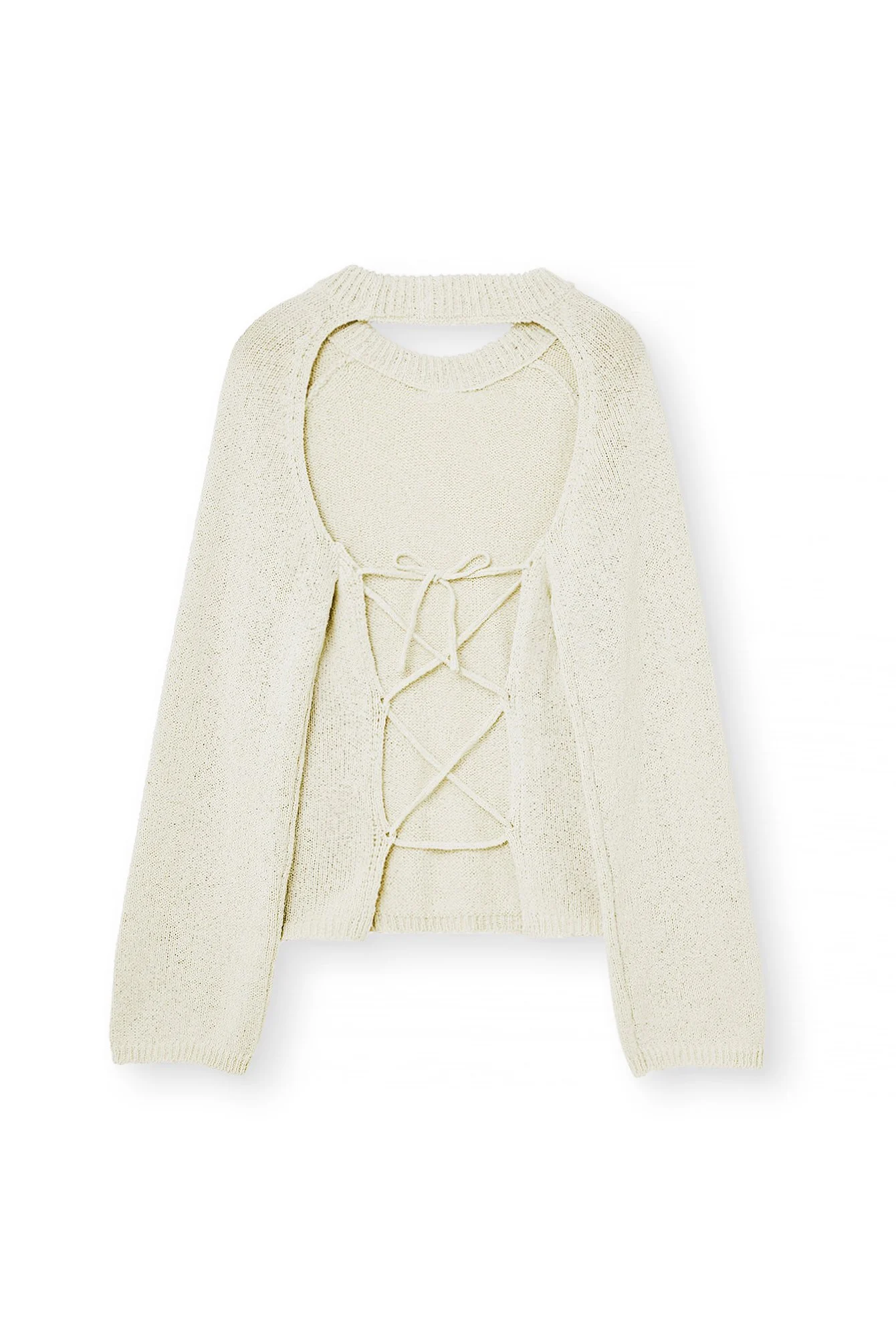 Strickpullover mit offenem Rücken und Schnürung