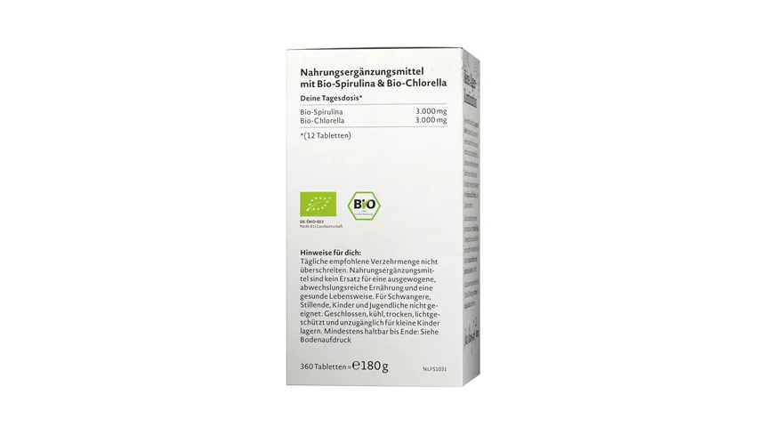 NATURE LOVE Bio Spirulina & Chlorella 180 g