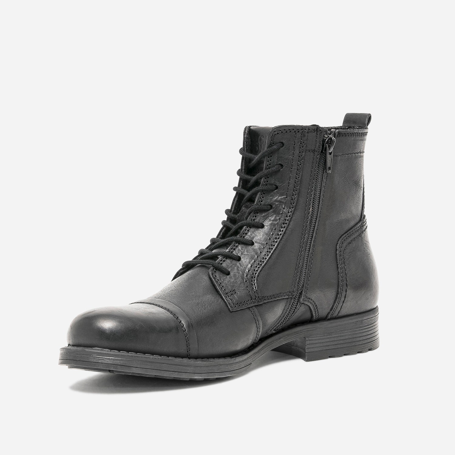 Boots à lacet JACK & JONES noir en cuir