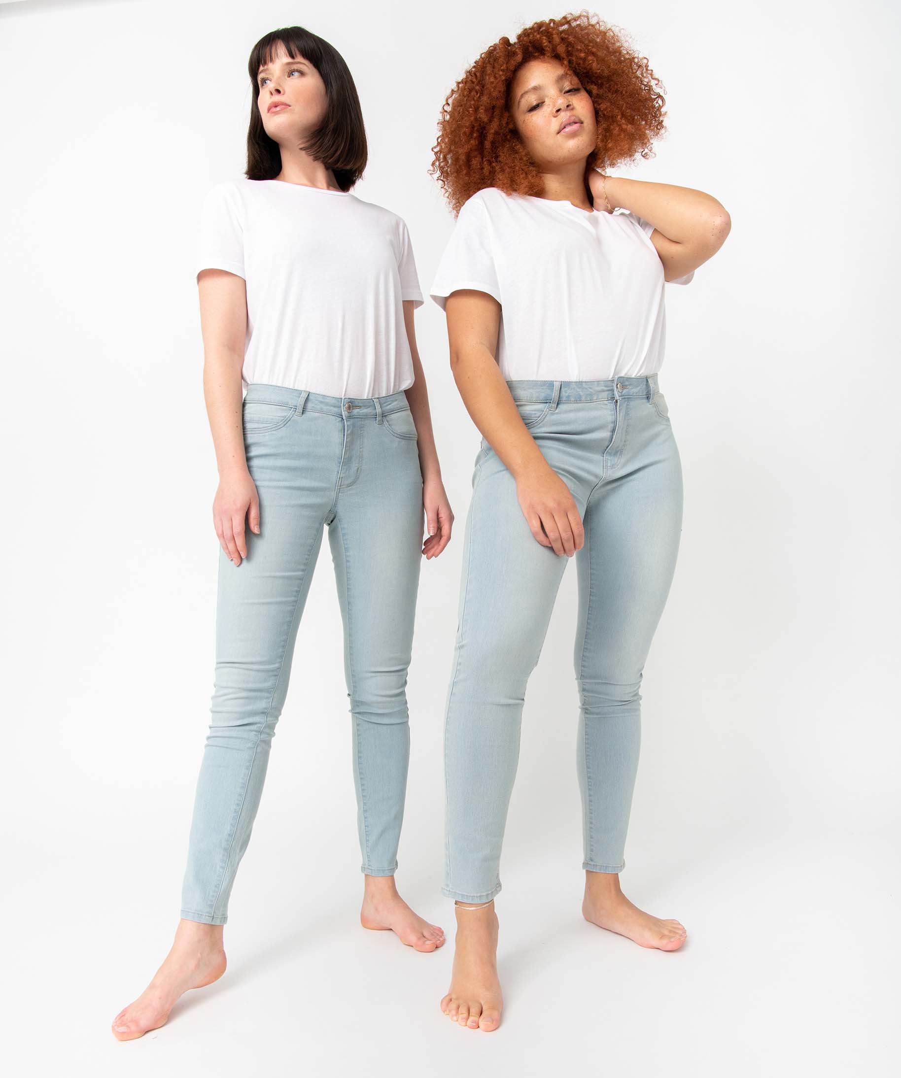 Jean femme délavé coupe slim bleach | GEMO