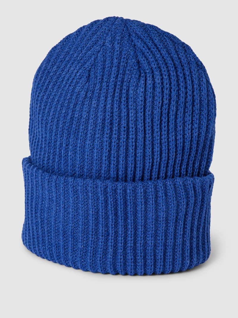 Strickmütze mit breitem Umschlag Modell 'HEXO' in royalblau