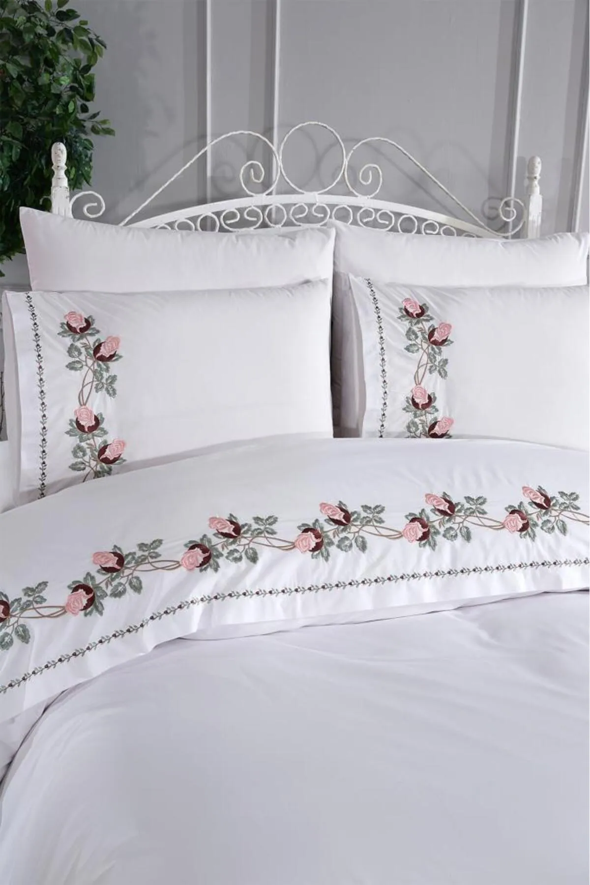 Çeyiz Diyarı  Bettwäsche Doppelbett - Beige - Gestreift