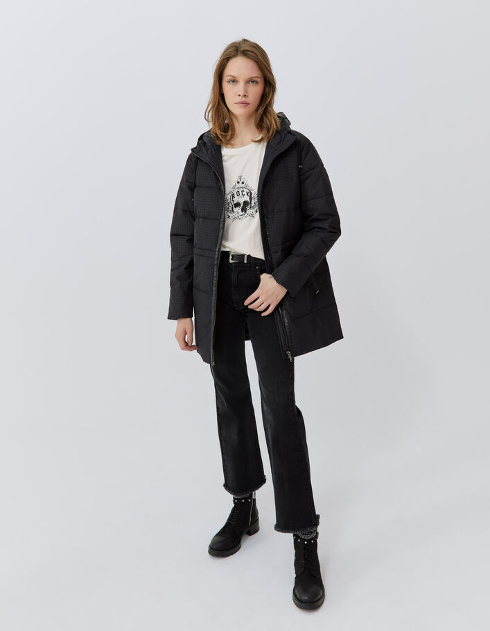Tee-shirt blanc cassé visuel tête de mort ailée Femme