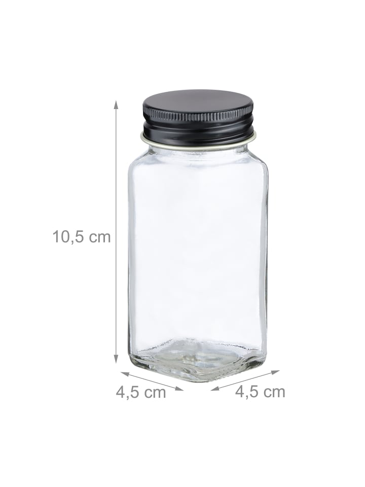 relaxdays 12 x Gewürzgläser in Transparent/ Schwarz günstig kaufen onesize