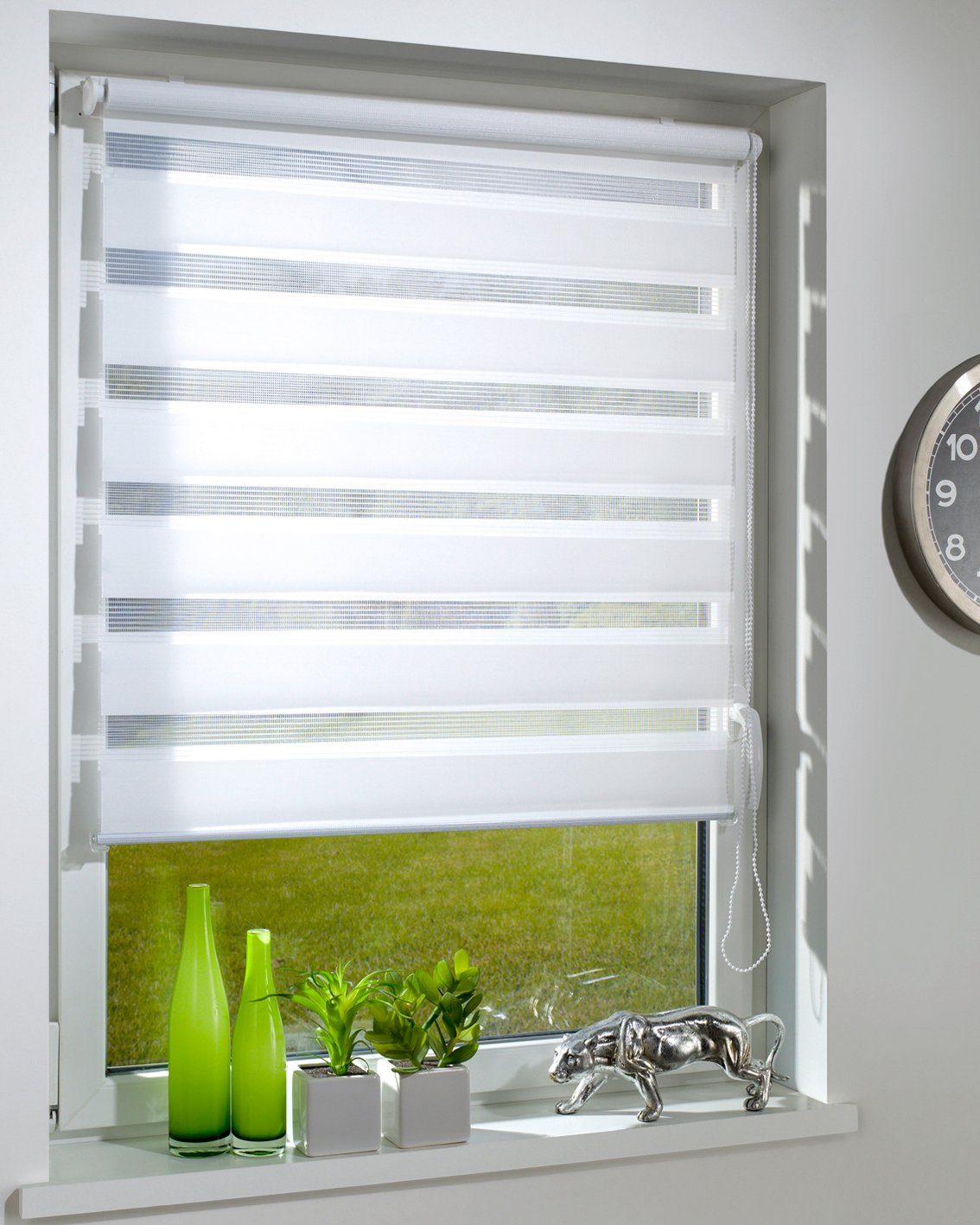 Doppelrollo Duo-Doppelrollo KLEMMFIX, DécoProfi, Lichtschutz, mit Bohren/ohne Bohren, Fenster- oder Wandmontage, abwechselnd transparent und blickdicht gewebtes Textil