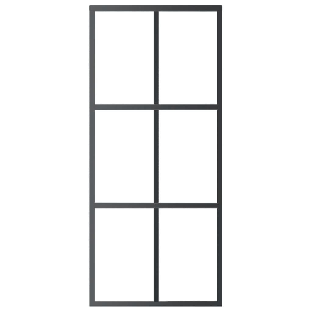 vidaXL Schiebetür Schiebetür ESG-Glas und Aluminium 90x205 cm Schwarz (1-St)