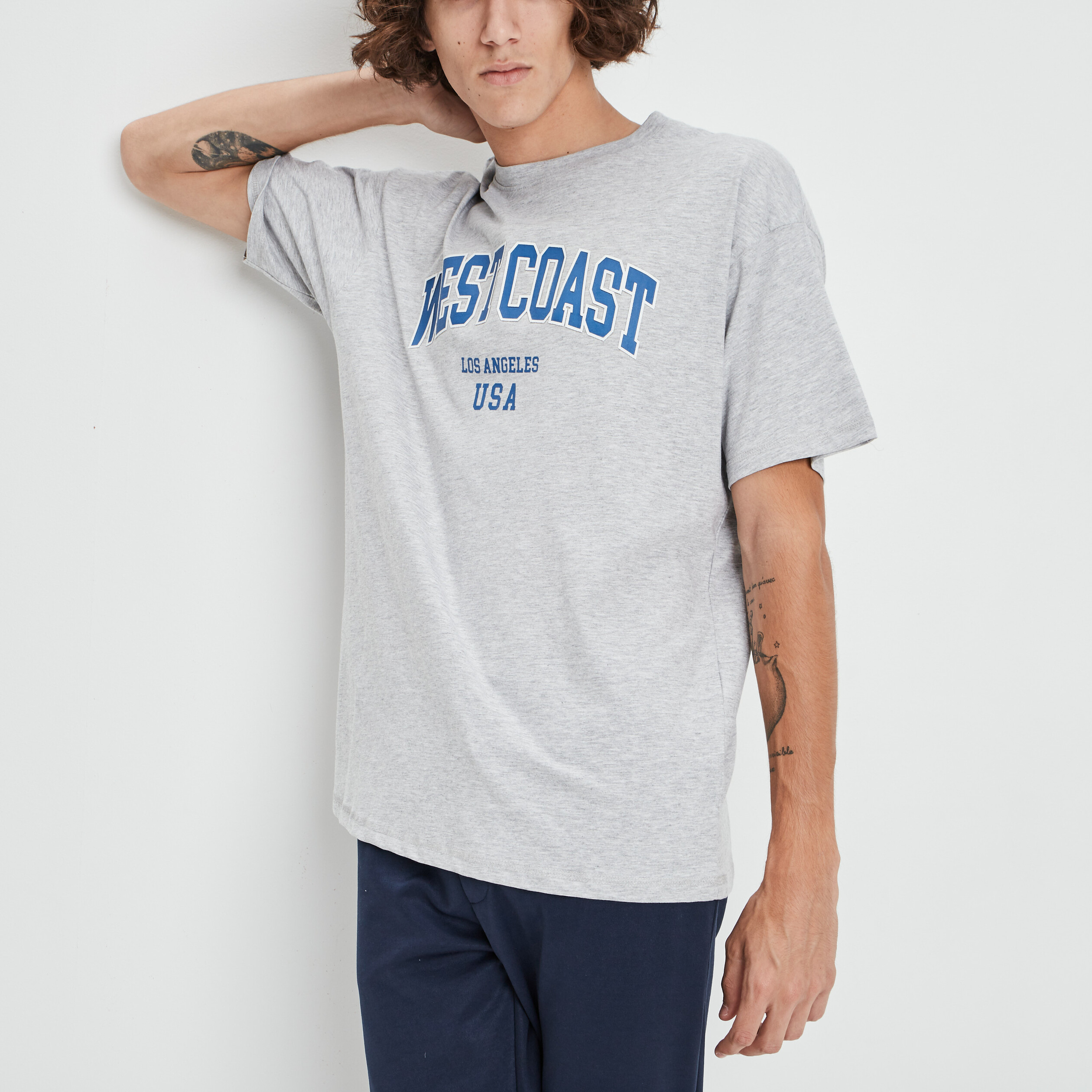 T-shirt manches courtes gris clair homme | La Halle