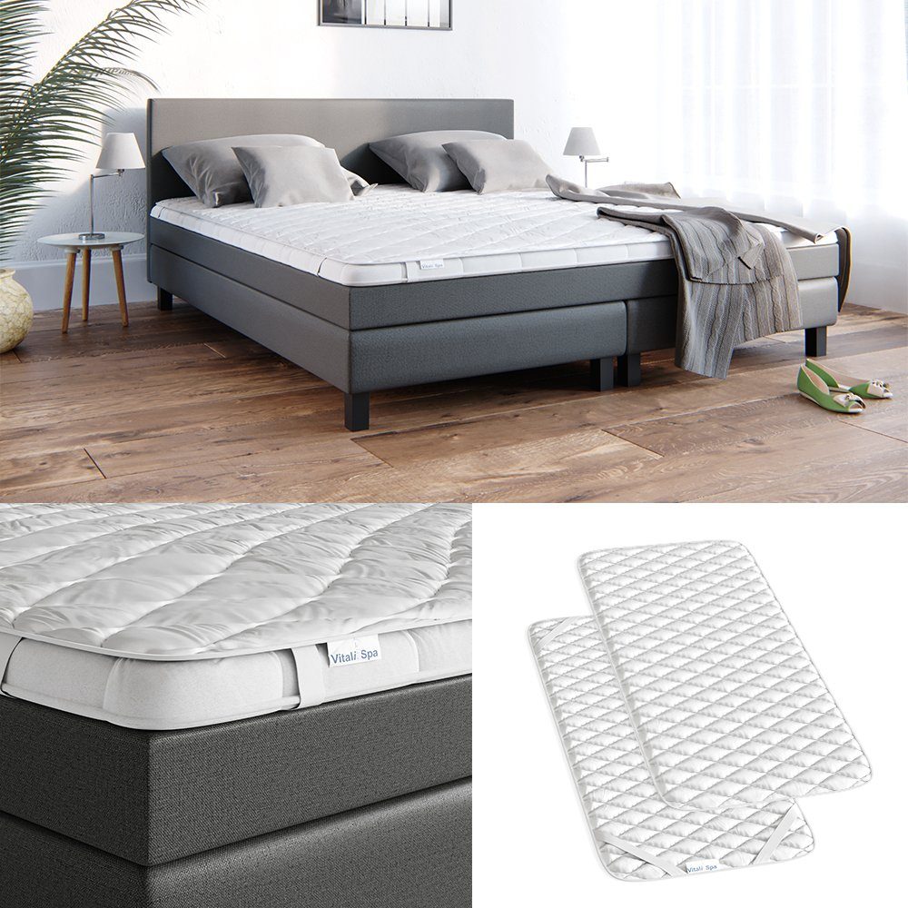 Matratzenschutzbezug Topper Matratzenschoner Auflage 90x200 weiß Baumwolle VitaliSpa®