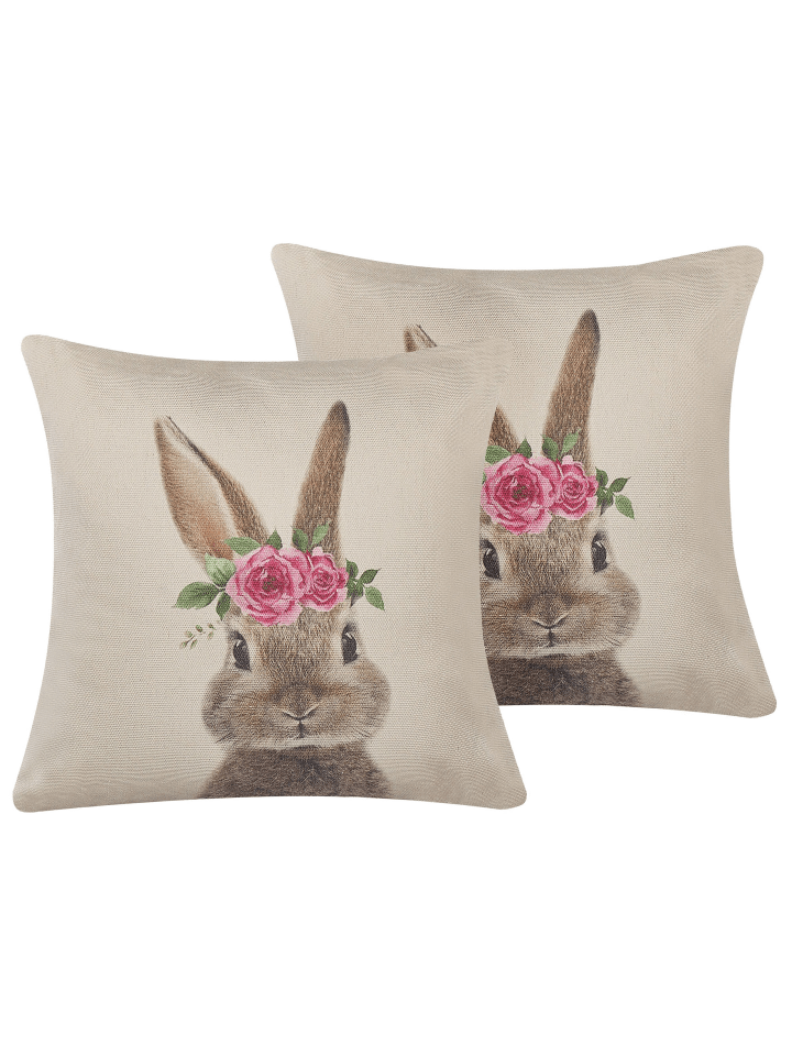 Beliani 2er-Set Dekokissen TULIPA in Grau/Beige/Braun günstig kaufen onesize