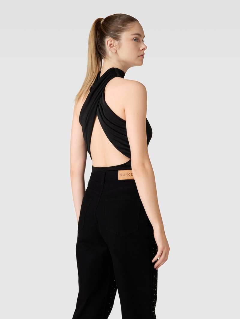 Body mit Neckholder in schwarz