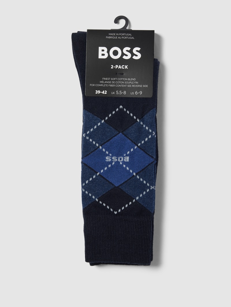 Socken mit Label-Detail im 2er-Pack in marineblau