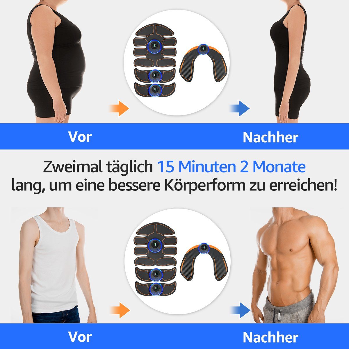 LifeImpree EMS-Gerät Bauchtrainer, EMS Trainingsgerät ABS Bauchmuskeltrainer für Männer und Frauen