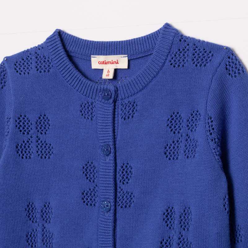 Cardigan bébé fille ajouré bleu Catimini