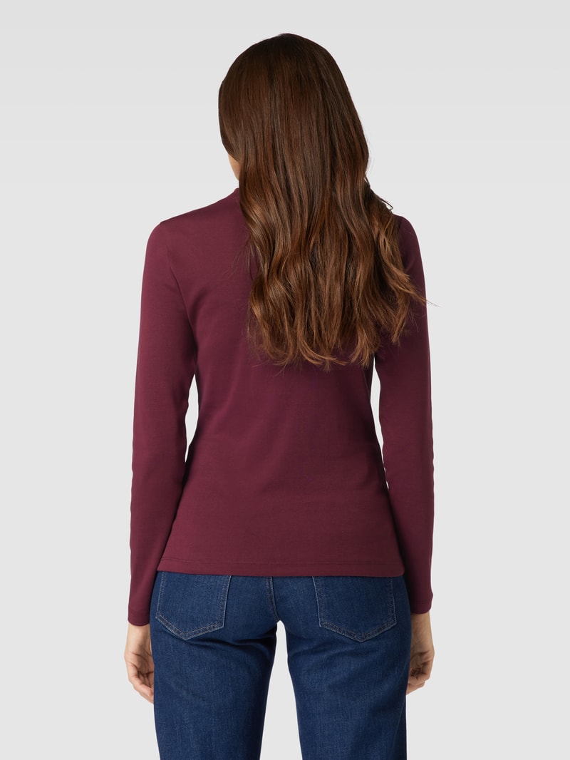 Longsleeve mit geripptem Rundhalsausschnitt in bordeaux rot