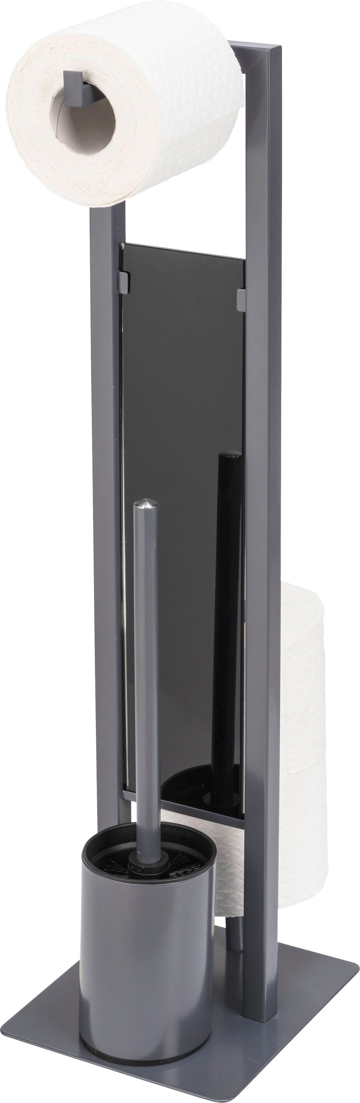 WENKO WC-Garnitur Rivalta, grau, Platte aus Sicherheitsglas