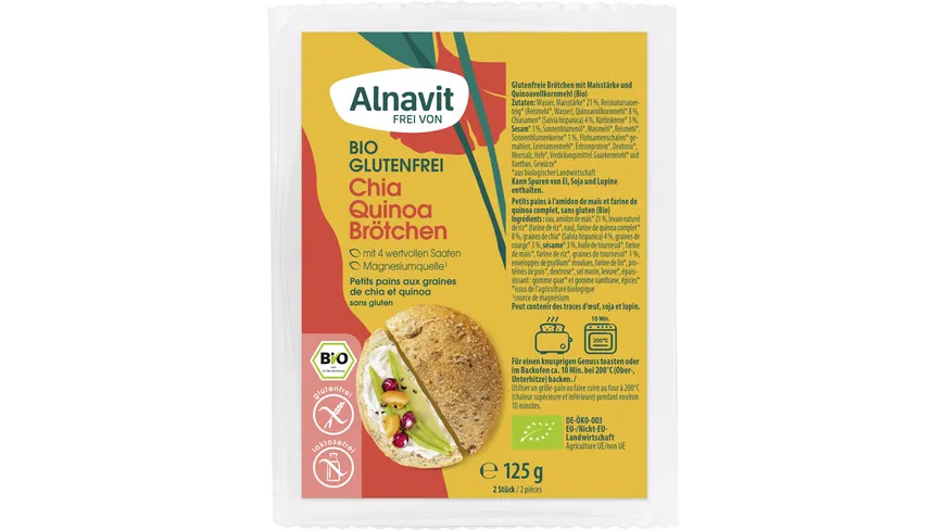 Alnavit Bio Chia Quinoa Brötchen - glutenfrei 125 g