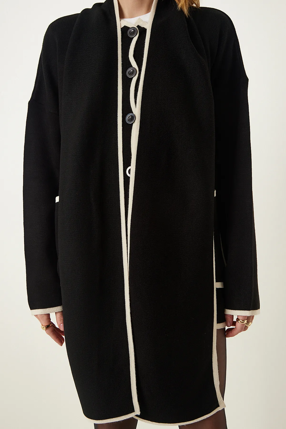 Happiness İstanbul  Strickjacke - Schwarz - Regular Fit
