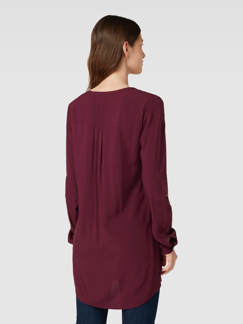 Longbluse aus reiner Viskose mit kurzer Knopfleiste Modell 'Uni' in bordeaux rot