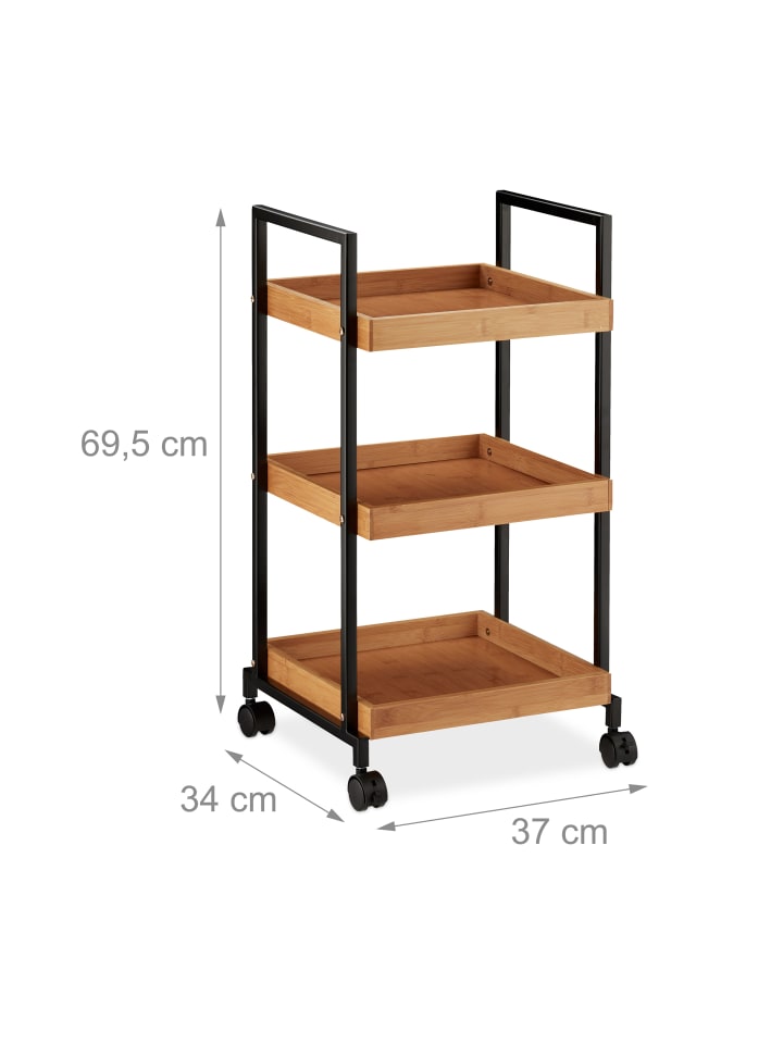relaxdays Servierwagen in Natur - (B)37 x (H)69,5 x (T)34 cm günstig kaufen onesize