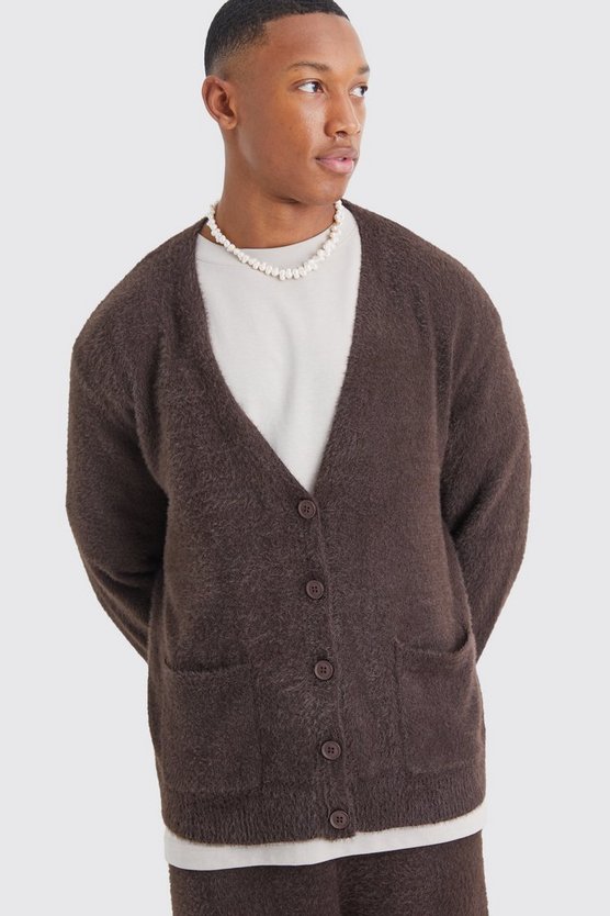 Kastiger flauschiger Cardigan